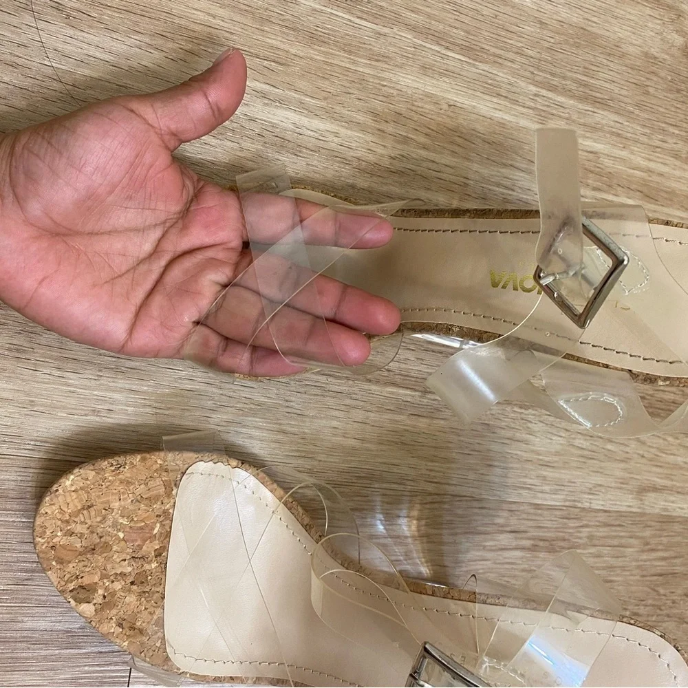 Fashion Nova Clear Strap Cork Heels